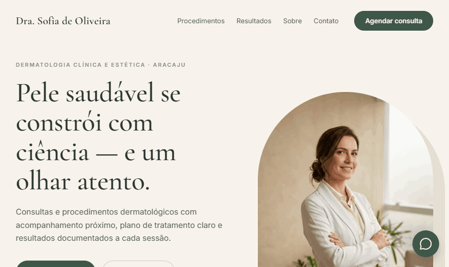 Site da médica gerado por IA